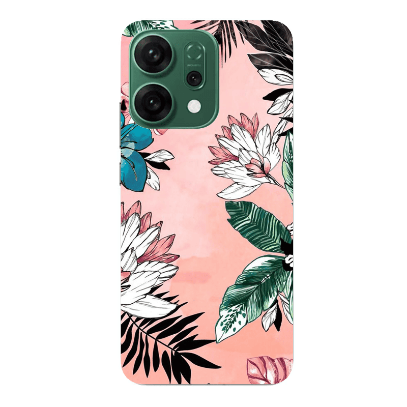 Oppo RENO 14 Tropical flowers Transparent Silicone TPU Θήκη